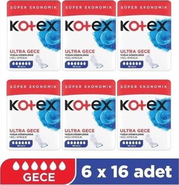 Kotex Ultra Quadro Süper Eko Gece 16 lı x 6 Adet - Image 1