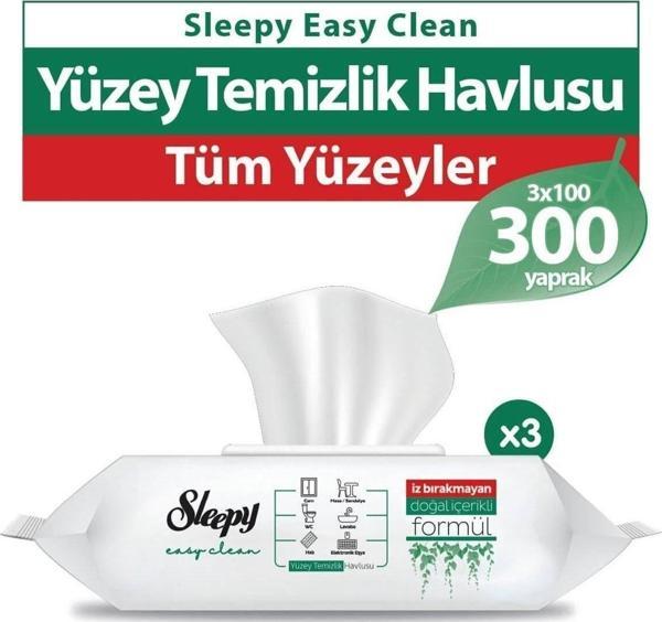 Sleepy Easy Clean Yüzey Temizlik Havlusu 100 Yaprak x 3 Adet - Image 1