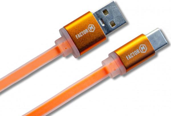 Factor-M Factor M Type-­C Data Ve Şarj Kablo 3A 1.20M Turuncu (Fm­3A120Tt) - Image 1