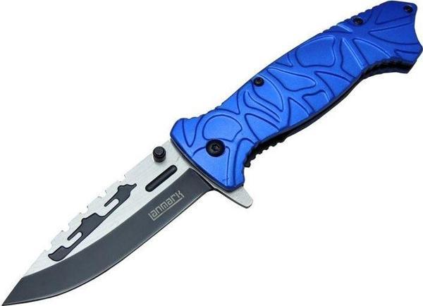 Lanmark M30B Tırtıklı Kamp Çakı 21 cm - Plastik Sap, Otomatik, Kemerlikli - Image 1