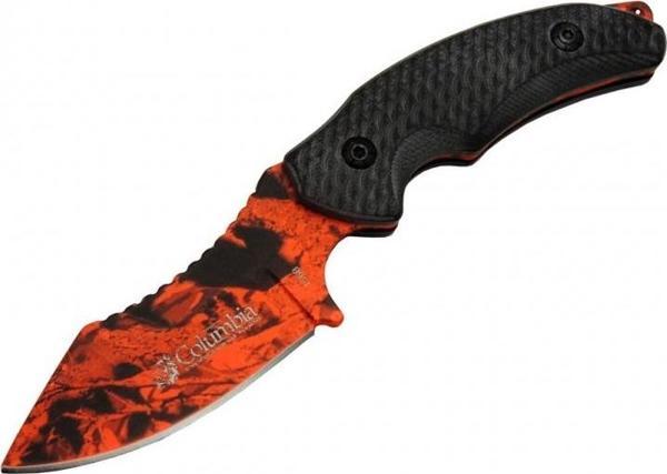 156B Turuncu Desenli Kamp Çakı Bıçağı 19 cm - Kılıflı - Image 1