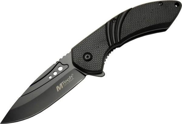 4212 Siyah Kamp Çakı 20cm- Yarı Otomatik, Kemerlikli, Oluklu - Image 1