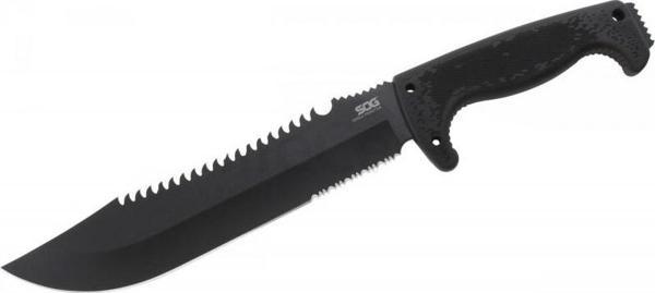 Sog F03T Kamp Tırtıklı Testereli Outdoor Pala / Bıçak 39 cm - Kauçuk Saplı - Image 1