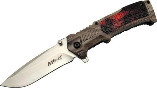 463 Kahverengi Kamp Çakı 21cm - Yarı Otomatik, Kemerlikli, Plastik Sap - Image 1