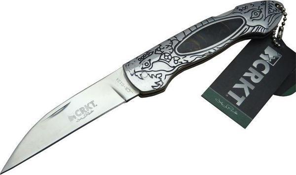 CRKT CR 0124 Kamp Çakı 20 cm - Metal Desenli Sap, Kılıflı, Kutulu - Image 1