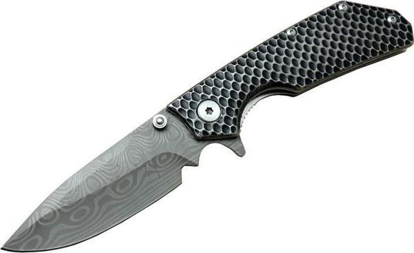 Damascus DMS 2 16 Gri Kamp Çakı 21cm- Yarı Otomatik, Kemerlikli, Metal Sap - Image 1