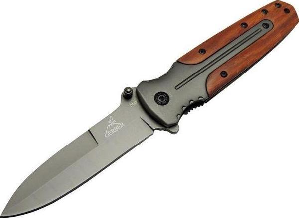 GB DA59 Avcı Tip Kamp Çakısı 21 cm - Metal & Ahşap Sap, Kemerlikli - Image 1