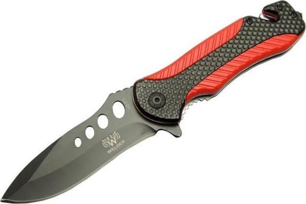 Kurtarma Çakısı Kırmızı 22 cm Yarı Otomatik , Kemerlikli - Image 1