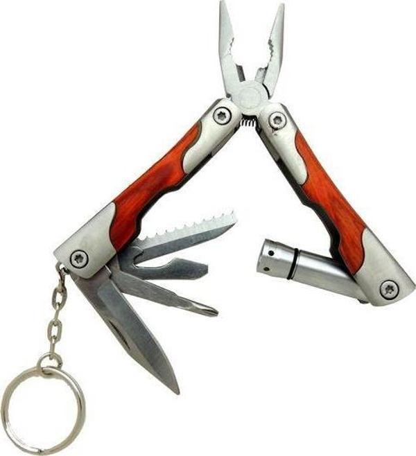 P 1172 Ahşap Mini Çok Amaçlı Pense / Çakı 7cm - Ahşap Metal Sap (Multitool) - Image 1