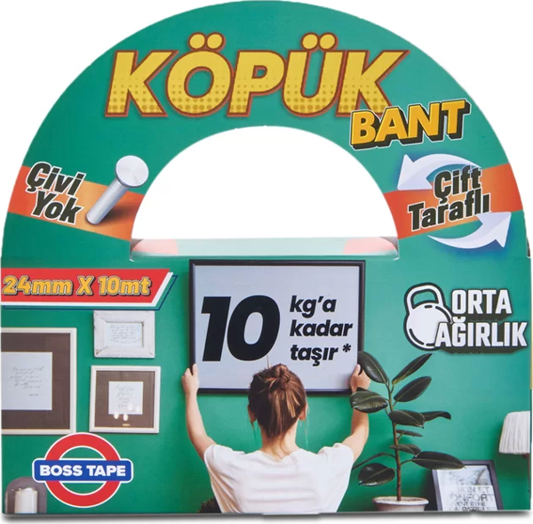 BOSS TAPE 2695 ÇİFT TARAFLI KÖPÜK BANT 24mmx10m (ORTA AĞIRLIK 10kg) - Image 1