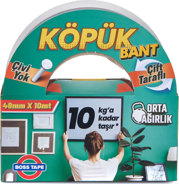 BOSS TAPE 2701 ÇİFT TARAFLI KÖPÜK BANT 48mmx10m (ORTA AĞIRLIK 10kg) - Image 1