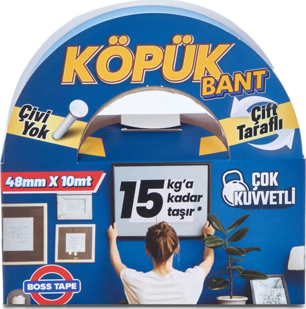 BOSS TAPE 3012 ÇİFT TARAFLI KÖPÜK BANT 48mmx10m (ÇOK KUVVETLİ 15kg) - Image 1