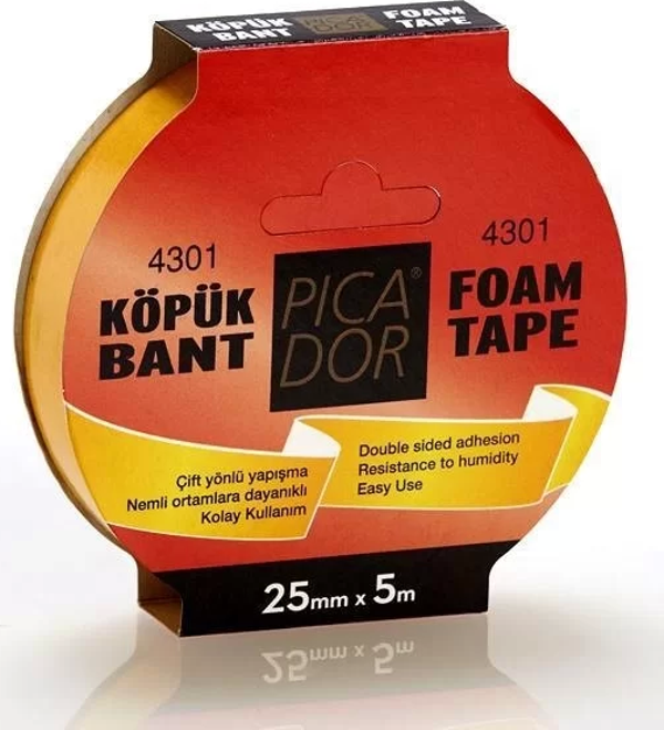 PİCADOR ÇİFT TARAFLI KÖPÜK BANT 25mmx5m (KN005) - Image 1