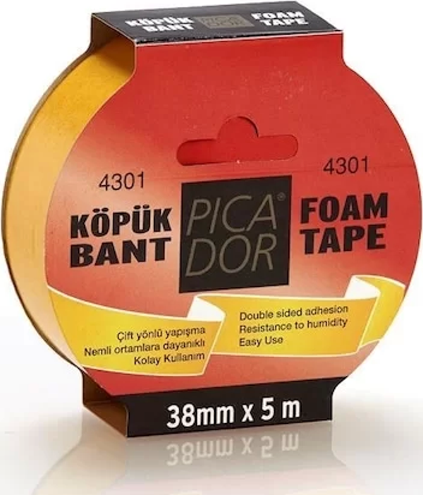 PİCADOR ÇİFT TARAFLI KÖPÜK BANT 38mmx5m ASKILI (KO004) - Image 1