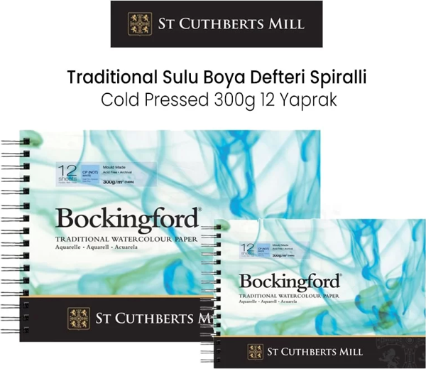 Bockingford Traditional Sulu Boya Defteri Spiralli Cold Pressed 300g 12 Yaprak - Image 1