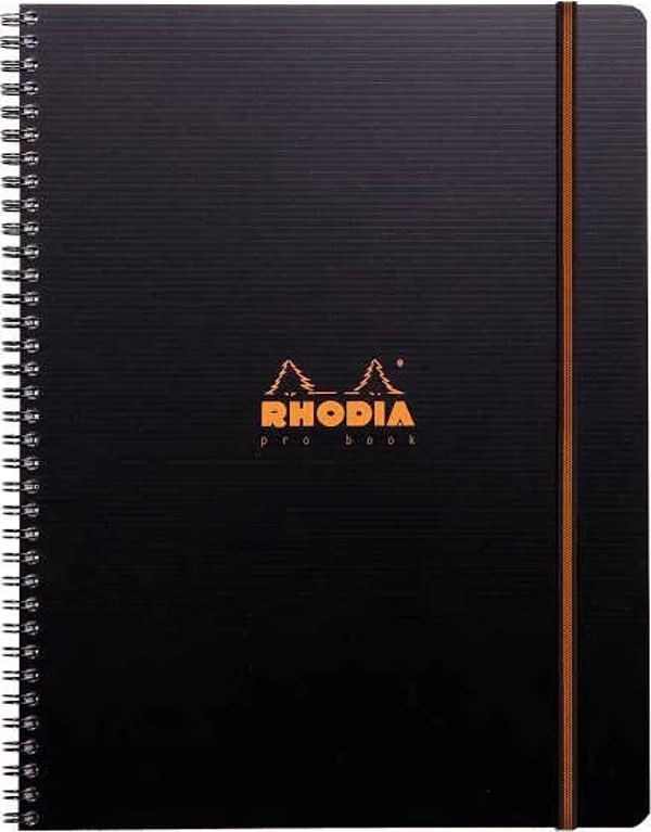 Rhodia Active Çizgili Defter Siyah İç Cepli Spiralli 90g 80 Yaprak 225x297mm - Image 1