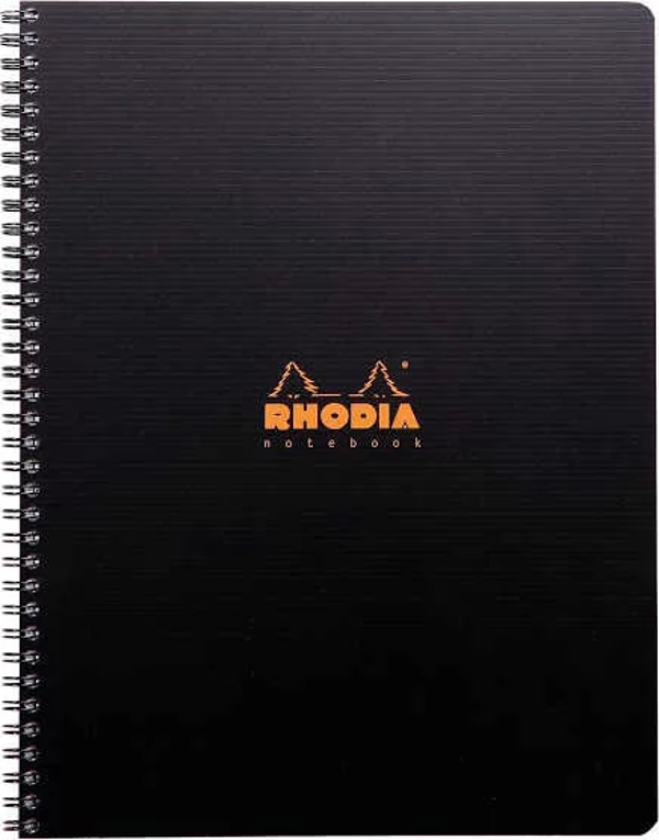 Rhodia Active Çizgili Defter Siyah Plastik Kapak Spiralli 90g 80 Yaprak 225x297mm - Image 1