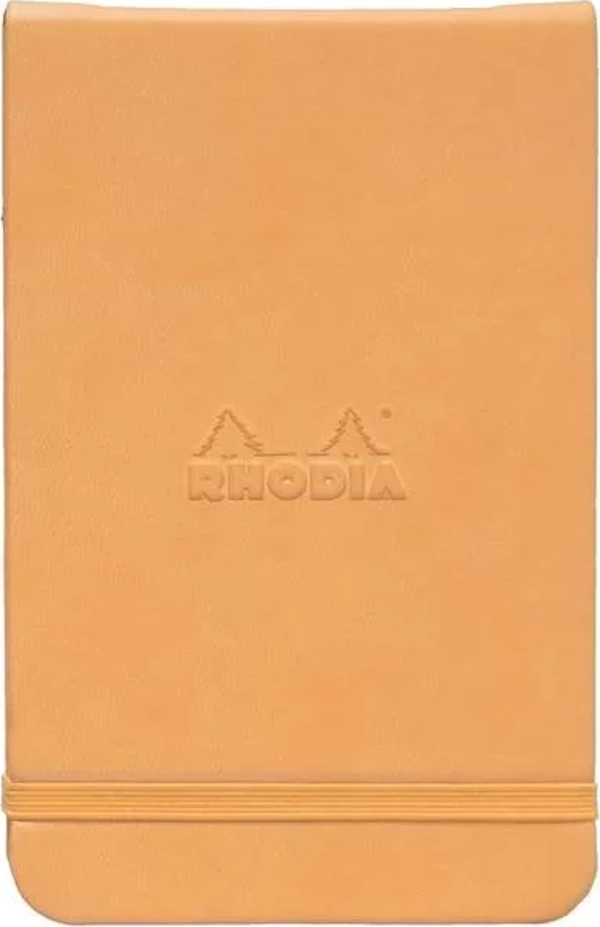 Rhodia Boutique Webnotebook Italyan Deri Çizgili Defter (Yandan) Turuncu Sert Kapak - Image 1
