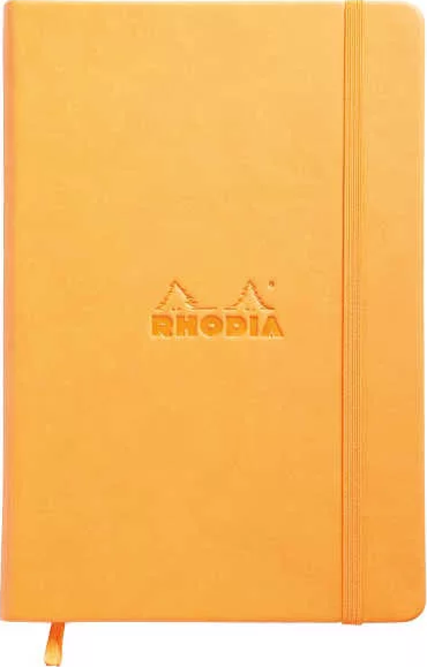 Rhodia Boutique Webnotebook Italyan Deri Çizgisiz Defter (Yandan) Turuncu Sert Kapak - Image 1
