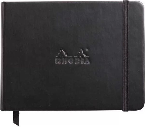 Rhodia Boutique Webnotebook Italyan Deri Kısa Kenarlı Ciltli(Yandan) Çizgili Defter Siyah Sert Kapak - Image 1
