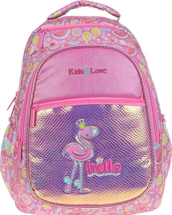 Kaukko Sırt Çantası Kids&Love Flamingo Aynalı-Simli - Image 1