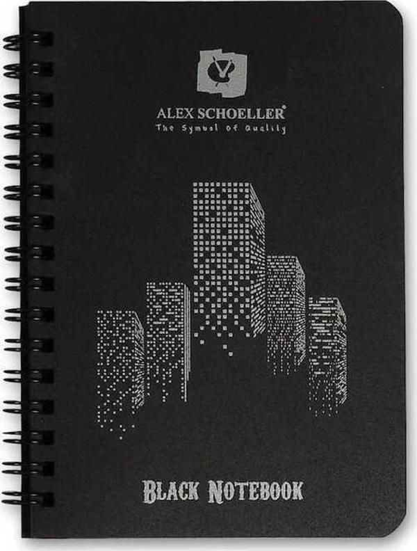 Alex Schoeller Spiralli Plastik Kapak Defter Siyah A5 60 Yaprak - Image 1