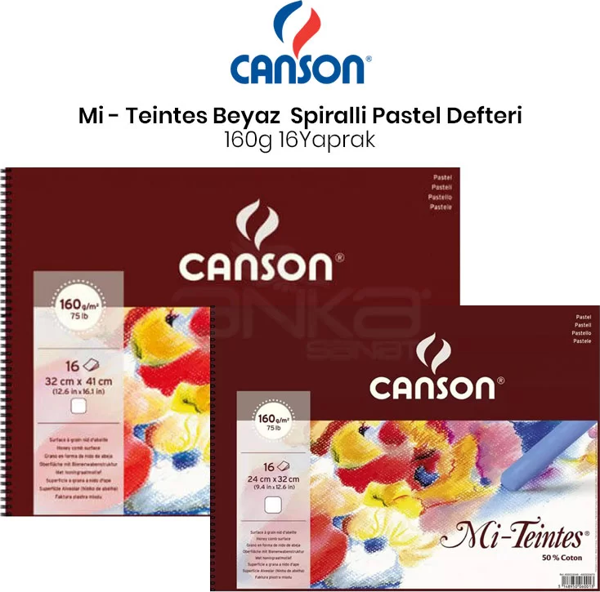 Canson Mi-Teintes Beyaz Pastel Defteri Spiralli 16 Yaprak 160g - Image 1