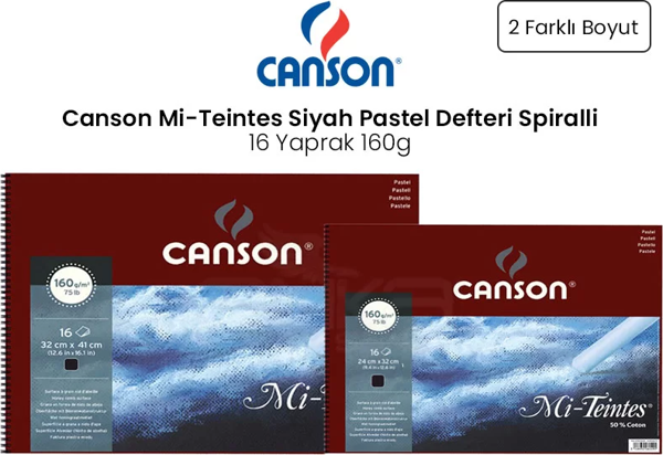 Canson Mi-Teintes Siyah Pastel Defteri Spiralli 16 Yaprak 160g - Image 1