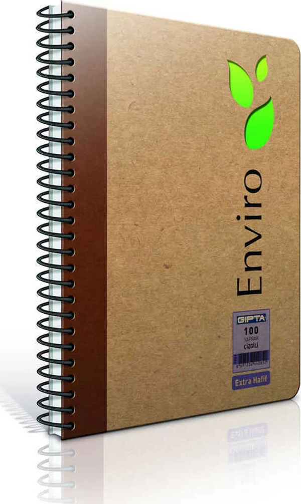 Gıpta Enviro Spiralli Kraft Sert Kapak Defter A4 100 Yaprak Çizgili - Image 1