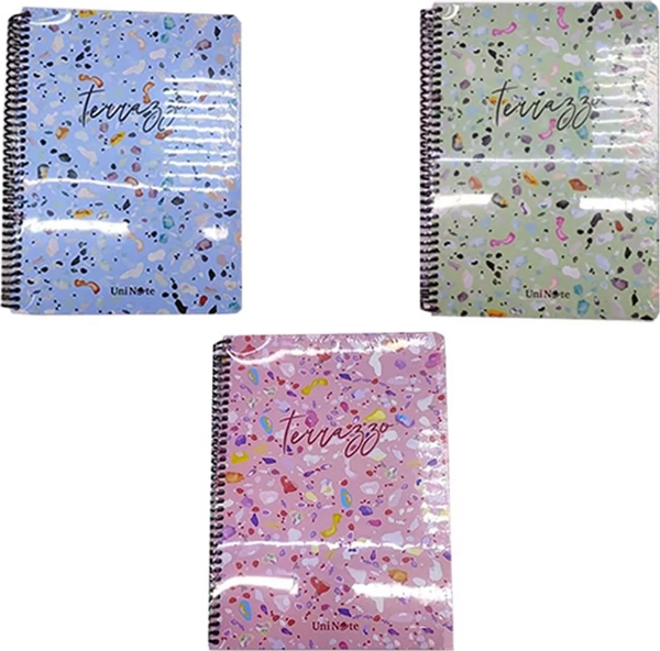 Çınar Terazzo Sert Kapak Defter 17x24cm 100yp. Çizgili 55154 - Image 1