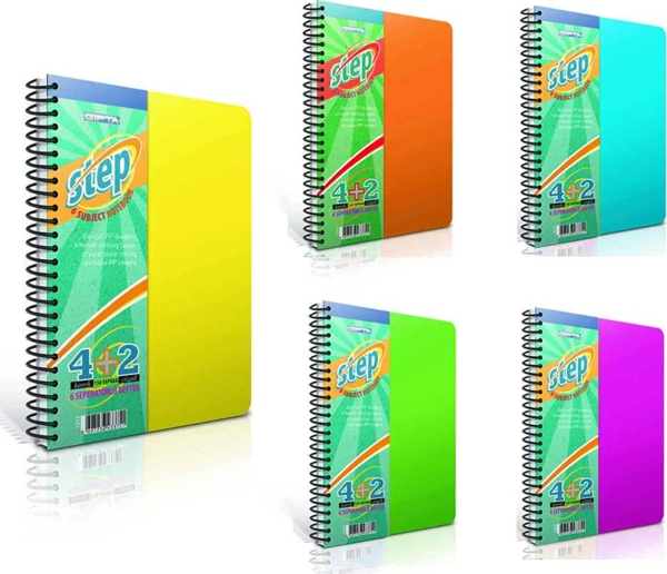 Gıpta StepSpiralli 4+2 Seperatörlü 17 x 24 x 150 Yaprak Defter - Image 1
