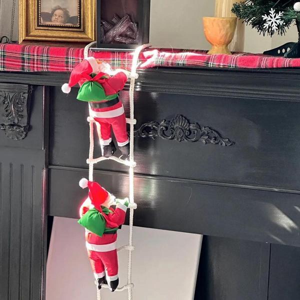 87 CM 2Lİ MERDİVENE TIRMANAN NOEL BABA YILBAŞI SÜSÜ VİTRİN NOEL SÜSLERİ YILBAŞI ÇAM AĞACI SÜSLERİ - Image 1
