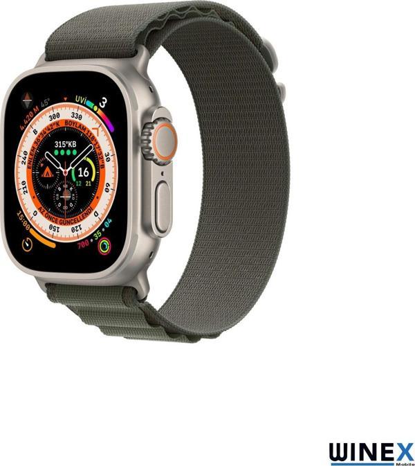 Winex Mobile 42-44Mm Yeni Nesil Apple Uyumlu Akıllı Saat Kordonu Hasır Kancalı Yeşil - Image 1