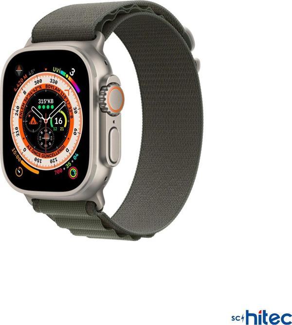 ScHitec 42-44mm Yeni Nesil Apple Uyumlu Akıllı Saat Kordonu Hasır Kancalı Yeşil - Image 1