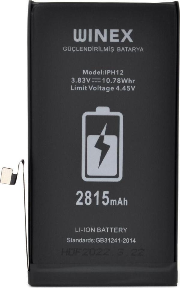 Winex İphone 12 Uyumlu Güçlendirilmiş Premium Batarya - Image 1