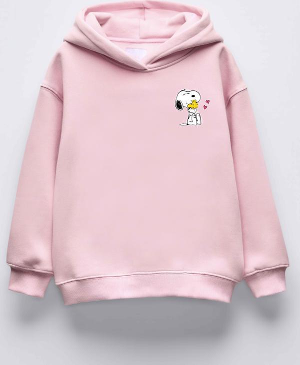 KIZ ÇOCUK SNOOPY BASKILI KAPÜŞONLU MANŞETLİ SWEATSHİRT - Image 1