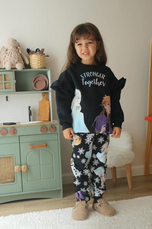 KIZ ÇOCUK ELSA MODELLİ 3 İPLİK ŞARDONLU EŞOFMAN TAKIMI - Image 1