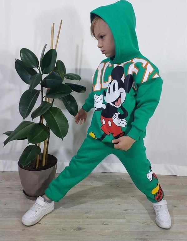 ERKEK ÇOCUK MİCKEY TAZMANYA KAPŞONLU 3 İPLİK EŞOFMAN TAKIMI - Image 1