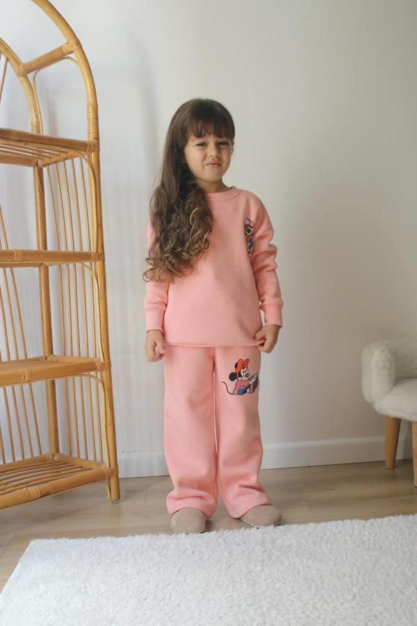 KIZ ÇOCUK MİNNİE MODELLİ 3 İPLİK ŞARDONLU EŞOFMAN TAKIMI - Image 1