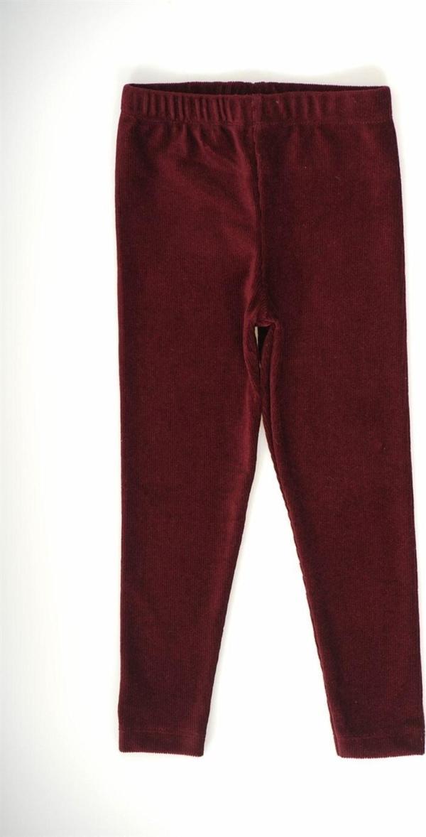 KIZ ÇOCUK BEL LASTİKLİ FİTİLLİ KADİFE TAYT - Image 1