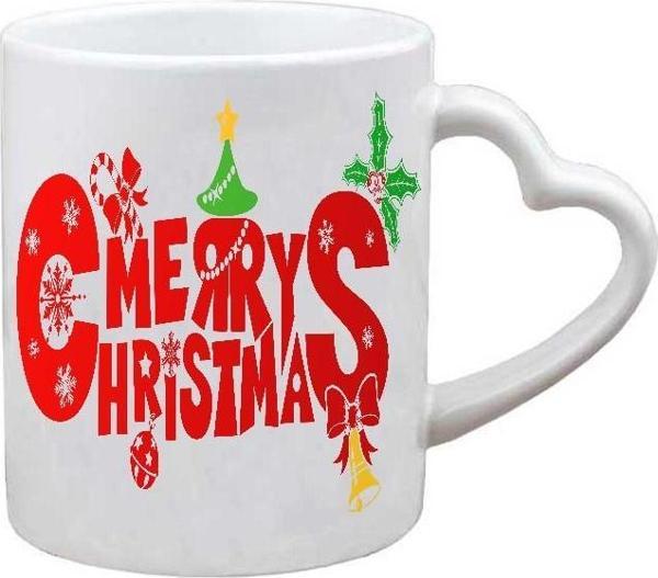 Kişiye Özel Yılbaşı Ağacı Merry Christmas Yeni Yıl Kulplu Kupa Bardak - Image 1