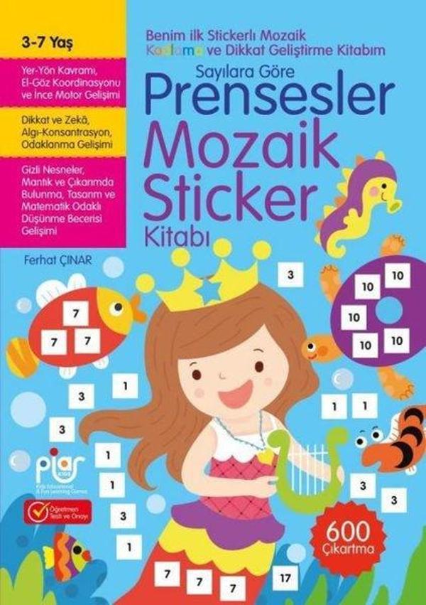 Prensesler Mozaik Sticker Kitabı Sayılara Göre 3 - 7 Yaş - Piar Yayınları - Image 1