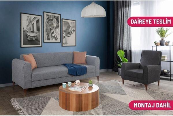 Perla Sofa Ferranti Yataklı Sandıklı Koltuk Takımı Açık Gri - Image 1