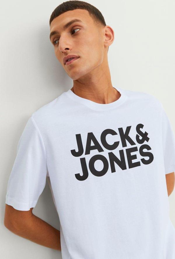 Jack&Jones Erkek Beyaz Bisiklet Yaka T-Shirt 12151955 Jjecorp - Image 1