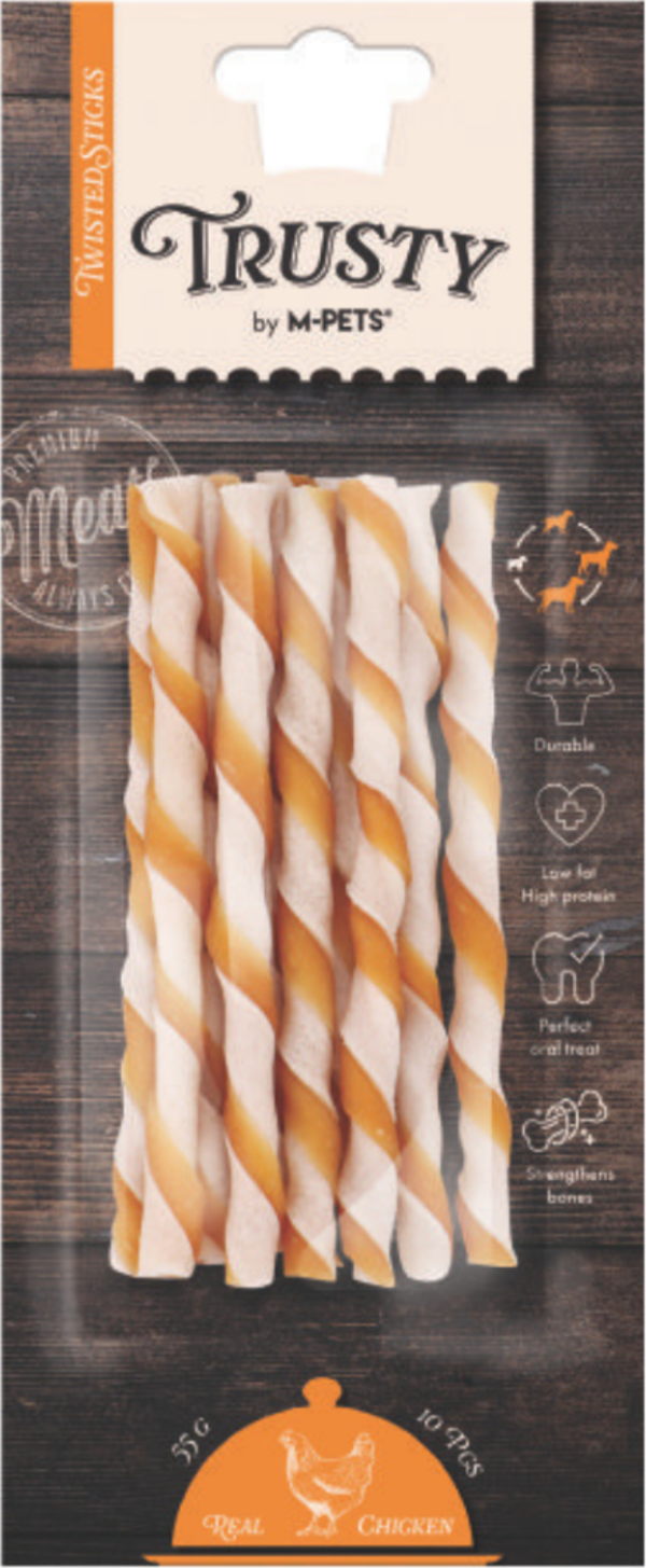 M-PETS Trusty Chicken Twisted Sticks Köpek Ödülü 10 Lu 55 Gr - Image 1