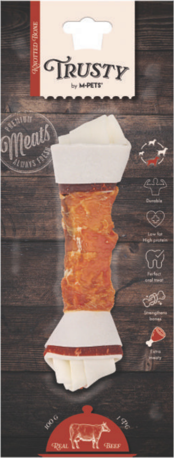 M-PETS Trusty Extra Beef Düğümlü Kemik Köpek Ödülü 100 Gr - Image 1