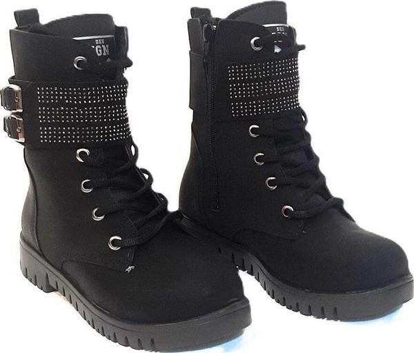 Fiyra ıgn11 Siyah Zümrüt Taşlı Süslü Kız Çocuk Bot - Image 1