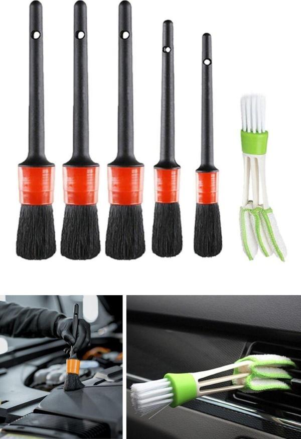 EveFix ® Yumuşak Kıllı Iç Ve Dış Temizlik Için 5+1 Detaylı Araç Oto Temizlik Bakım Fırça Seti - Image 1