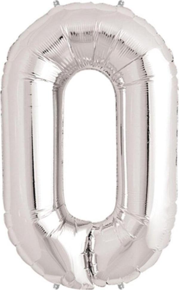 EveFix 0 Rakam Folyo Balon Gümüş 40 Inç - Image 1