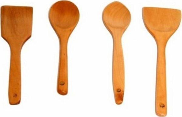 EveFix Ahşap Kaşık Spatula Kepçe Seti 4 Lü - Image 1